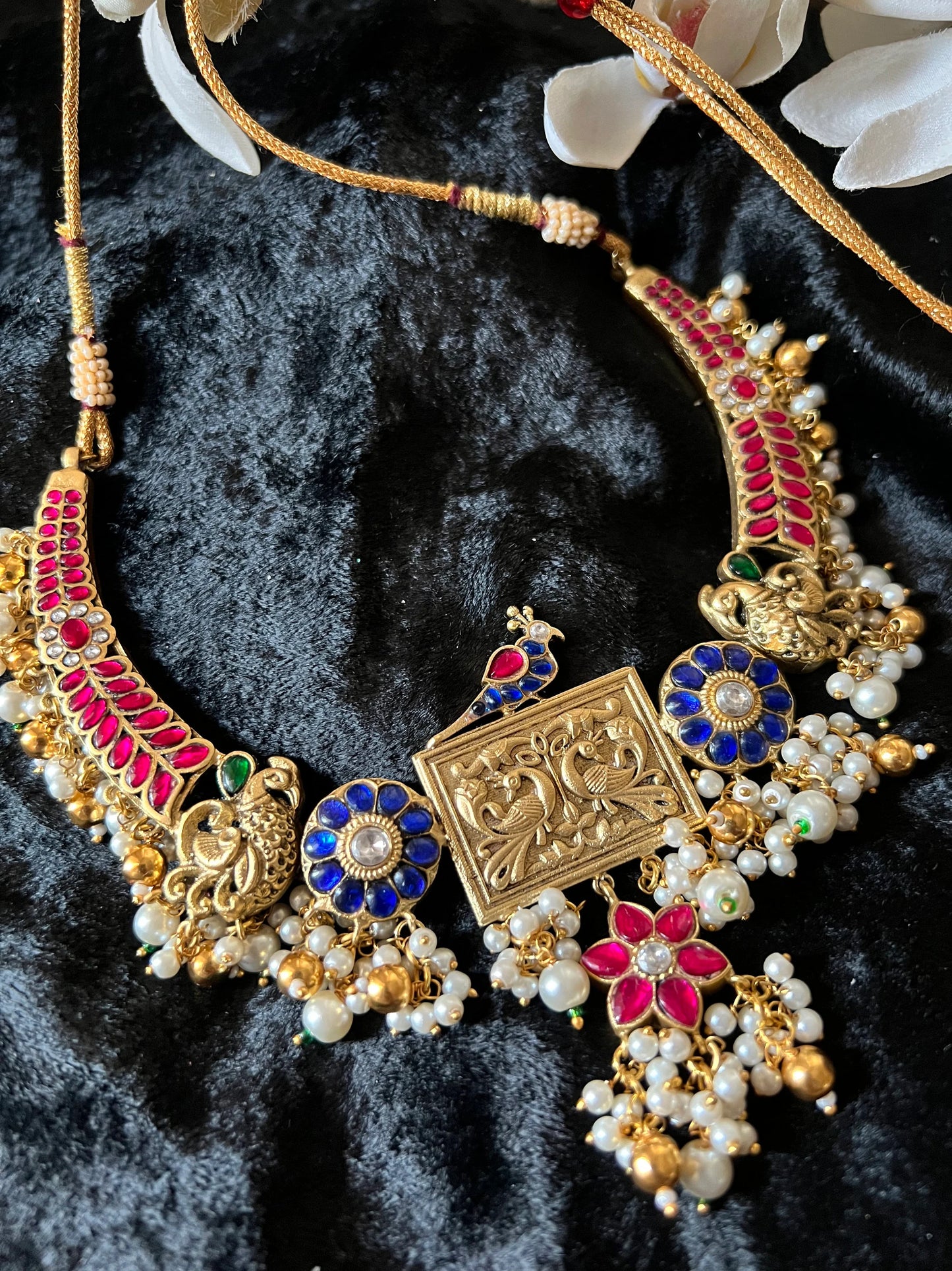 Designer Wedding Necklace with Kundan Earrings