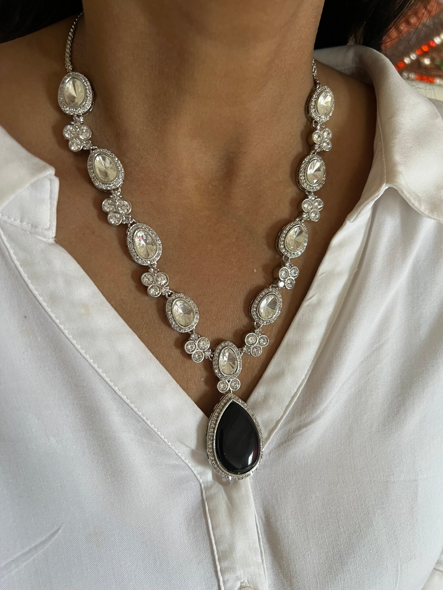 Victorian Kundan Choker Necklace with Earrings