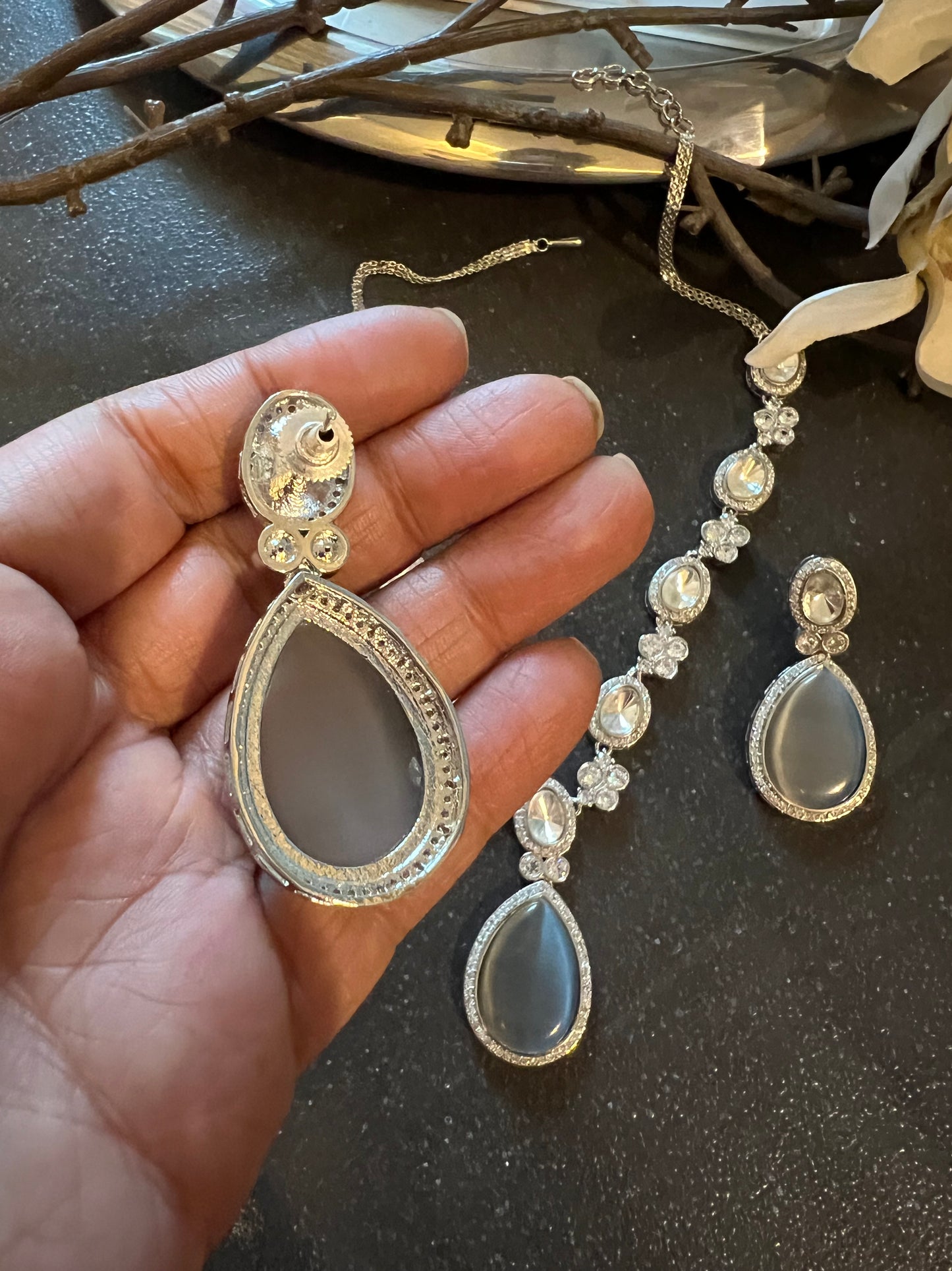 Victorian Kundan Choker Necklace with Earrings