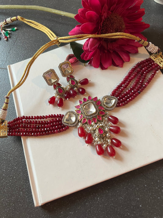 Exquisite Victorian Kundan Choker Necklace with Earrings - Timeless Elegance and Royal Charm